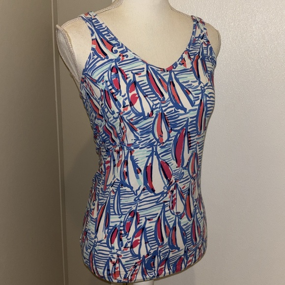 Lilly Pulitzer Tabbie Tank in Red Right Return - Picture 5 of 13